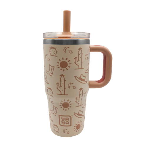YAYA My First Travel Tumbler for Toddlers 3+ with Reusable Straw and Spill-Safe Lid, 12oz, Western