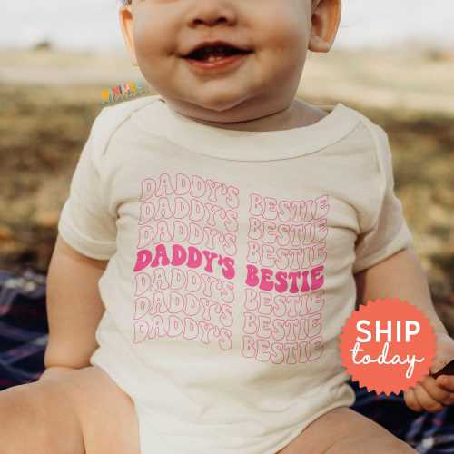 Daddy's Bestie Onesie® for Toddler, Cute Papa's Bestie Outfit, Father's Day Wear for Baby, Newborn Gifts, Little Girl Onesie (BC-DAD49)