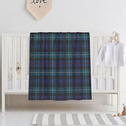 DKJlitter Baby Blanket for Boys Girls, Mackenzie Clan Modern Tartan Super Soft Comfy Toddler Baby Newborn Double Layer Blanket Shower Gifts for Stroller & Crib 30 x 40 Inch