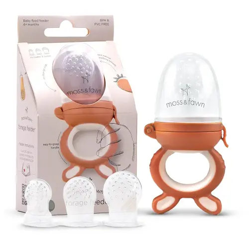 Forage Feeder - Soothing Silicone Frozen Breast Milk Popsicle & Baby Food Teething Toy, Pacifier, Fruit Feeder, & Teether - BPA, PVC & Phthalate-Free - Terracotta