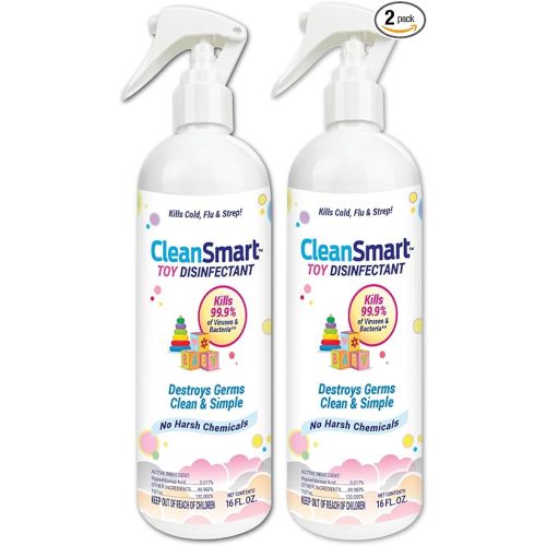CleanSmart Toy Disinfectant Spray Kills 99.9% of Viruses and Bacteria, Rinse Free, 16 oz Bottle, (Pack of 2)