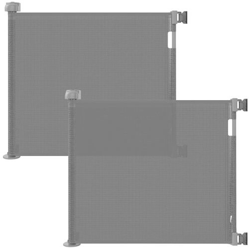 Retractable Baby Gate for Doorways and Stairs, Mesh Safety Gate for Pet, Indoor & Outdoor Use, One-Hand Operation, Easy Installation, 33.6" Tall, Expands to 55" Wide（Grey,33.6"x55"