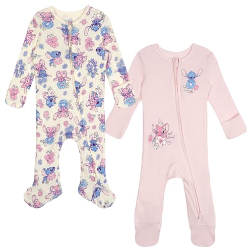 Disney Baby Girls 2 Pack Zip Up Sleep N' Plays Newborn to Infant Sizes (Newborn - 24 Months)