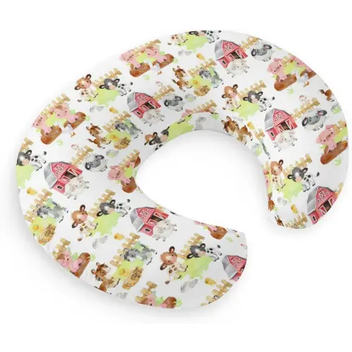 HawSkgFub Farm Animals Barn Life Nursing Pillow Cover for Baby Boys Girls, Neutral Cow Chicken Pig Sheep Horse Breastfeeding Pillow Slipcover, Nursing Pillowcase for Newborn Infant, Cover Only
