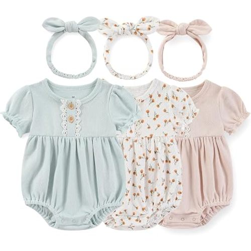 Newborn Baby Girl Bodysuit Suit Baby Clothes Short Sleeve 3 Outfit Bundle Mix Match