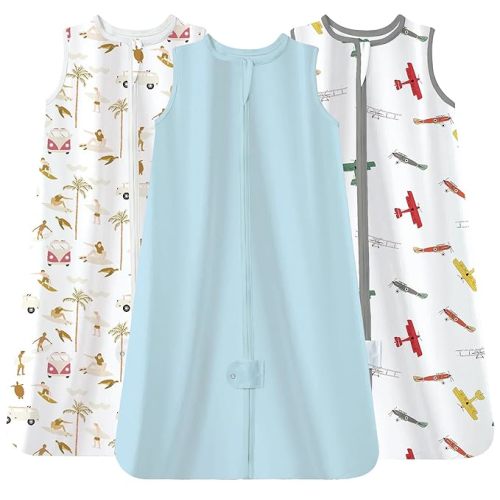 TotAha Newborn Sleep Sacks 0-3 months 3 Pack, Light, Soft, and Safe Baby Wearable Blanket Sleeping Bag with 2-Way Zippers, 0.5 TOG