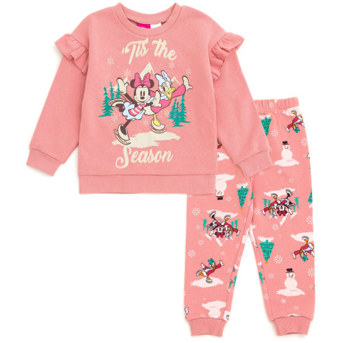 Disney Daisy Duck Minnie Mouse Christmas Fleece Sweatshirt and Jogger Pants Outfit Set Newborn to Little Kid