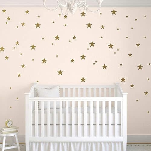 TOARTi Stars Wall Decals (124 Decals) Wall Stickers Removable Home Decoration Easy to Peel Stick Painted Walls Metallic Vinyl Polka Wall Decor Sticker for Baby Kids Nursery Bedroom (Gold Stars)
