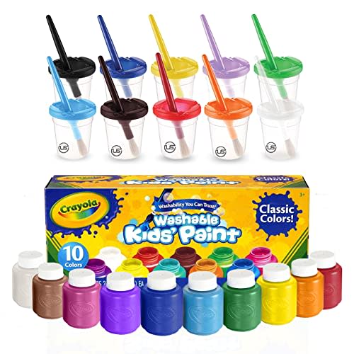 The Mega Deals Kids Painting Set, Washable Paint for Kids with Paint Cups and Toddler Paintbrushes, Non Toxic Washable Finger Paints 2 oz Each, Gifting Bundle Toddler Painting Supplies
