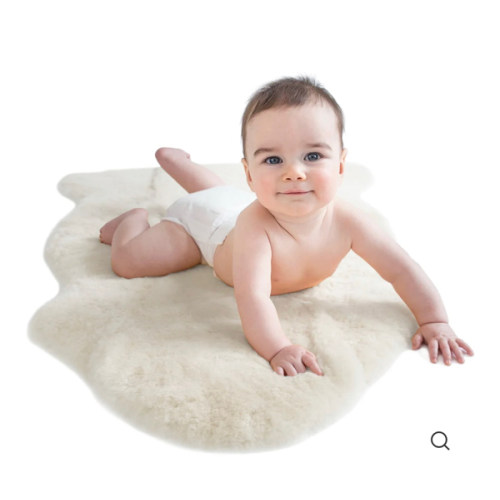 Sheepskin Rug for Babies, 100% Natural, Shorn Lambskin Wool, 2 x 3 Feet, Ivory