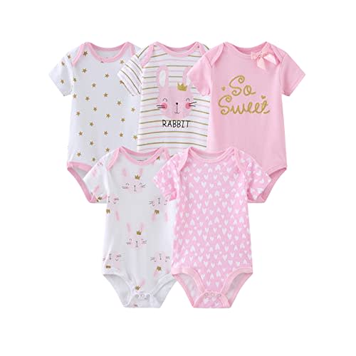 MAMIMAKA Baby Bodysuit Short Sleeve one-Piece Newborn Baby Clothes for Baby Boy and Girls