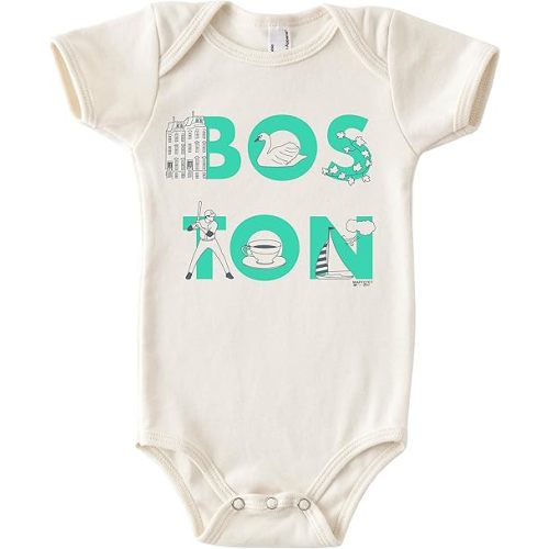 MAPTOTE Font One Piece-Unisex Baby Organic Cotton Short Sleeve Bodysuits-Various Sizes 3-18 Months-City Specific-Made in USA