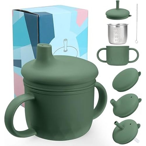 Mity rain 3-In-1 Stainless Steel Sippy Cup (olive drab)