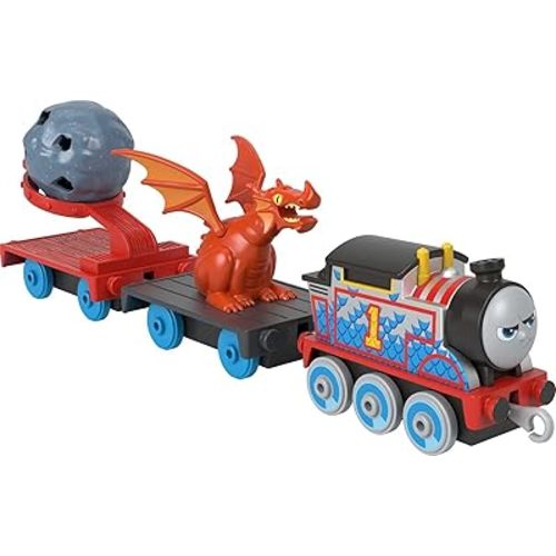 Thomas & Friends Diecast Toy Train Medieval Thomas Push-Along Engine with Boulder Launcher for Preschool Pretend Play Kids Ages 3+ Years