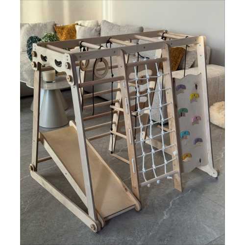 Montessori Climbing Gym: Wooden Indoor Playground Set for Toddlers