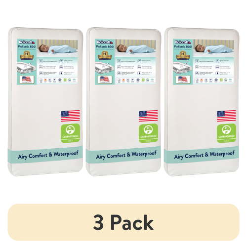 (3 pack) Kolcraft Pediatric 800 Extra Firm Ultra Deluxe Crib Mattress and Toddler Mattress, 80 Coil White