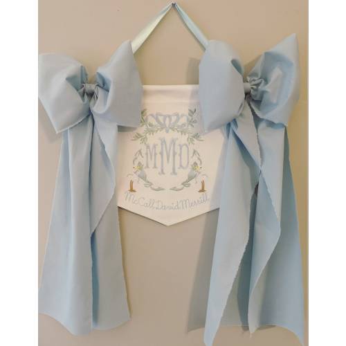 Boy Baby Banner, Birth Announcement, Boy  Welcome Banner, Hospital Door Sign, baby shower gift, Stork Baby Banner with Bows