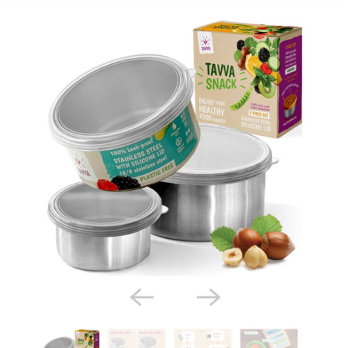 Tavva® Snack Deluxe Stainless Steel Containers Set of 3 - TAVVA Kitchen