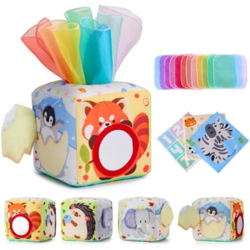 Baby Tissue Box Toy for Babies 6-12 Months - Montessori Sensory Toy