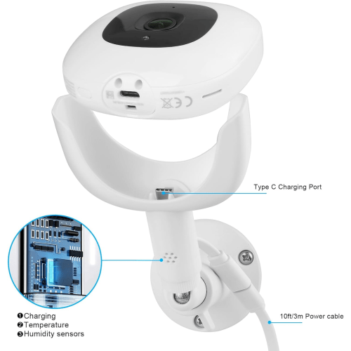 Wall Mount Nanit Pro Baby Monitor Adjustable Baby Monitor Charger Mount Type-C