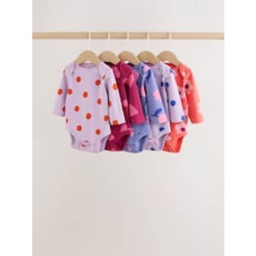 Purple/Pink Long Sleeve Baby Bodysuits 5 Pack from Next USA