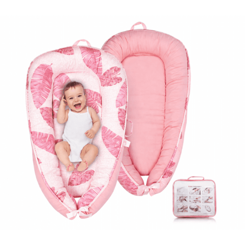 Baby Lounger – Infant Lounger for Newborn 0–24 Months, Baby Nest Lounger, Portable Newborn Lounger, Soft Breathable Cotton, Essentials for Babies at Home and Travel (PINKr)