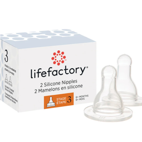 Silicone Nipples Stage 3 for 4oz and 9oz Glass Bottles-2 pack