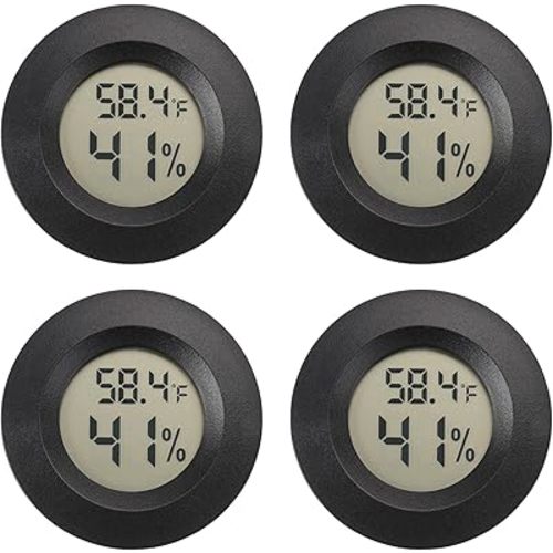 Mini Hygrometer Digital Thermometer Humidity Meter Hygrometer Thermometers Indoor/Outdoor Humidity Monitor Reptile Thermometer for Greenhouse Garden Cellar Fahrenheit(℉)/ Celsius(℃) 4 Pack