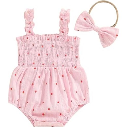 Engofs Newborn Baby Girl Summer Clothes Sleeveless Romper with Headband Boho Outfits