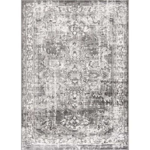 Hauteloom Monaco Collection Living Room Oriental Area Rug - Traditional Look Carpet - Vintage Distressed - Dark Gray, Cream, Beige - 5'3" x 7'3"