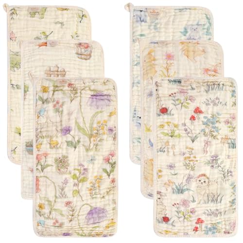 HardNok Ultra-Soft & Absorbent Muslin Baby Burp Cloths - 6-Pack, 20x10 Inches - Ideal for Gentle Burping Sessions with Baby Boys & Girls, Unisex Design, Perfect