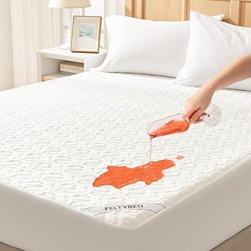 100% Waterproof Mattress Protector King Size, Mattress Pad Cover 3D Air Fabric, Noiseless & Breathable Mattress Pad Fitted Style with Stretchable Pockets,Ultra Soft & Machine Washable