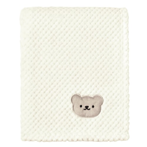 CREVENT Cute Warm Ivory Bear Baby Receiving Blanket