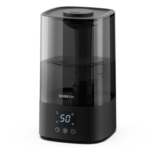 Automatic Humidifiers for Bedroom Large Room, 4.5L Cool Mist Humidifier for Home & Plant with Timer & Humidity Sensor, Last Up to 18H on High Setting, Auto Shut-Off, 360° Nozzle (Black)