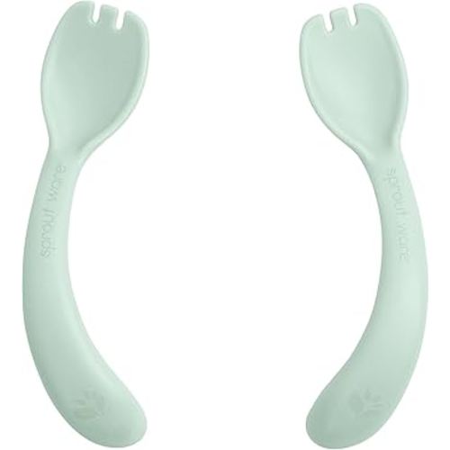 Green Sprouts® Sprout Ware® Handy Sporks, 9mo+, Plant-Plastic, Dishwasher Safe, Ergonomic, Tested for Hormones - Light Sage
