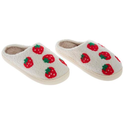 Chenille Strawberries Women's Slippers