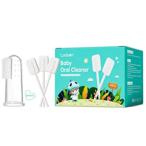 60PCS Baby Tongue Cleaner & 1PCS Finger Toothbrush Infant Mouth Cleaner Newborn Gum Cleaner Disposable Infant Oral Clean Stick Dental Care for Baby Toddler