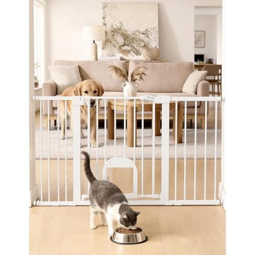 Babelio Baby Gate with Cat Door, Extra Wide 29-55" Cat Gate, 30" Tall