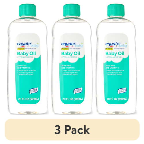 (3 pack) Equate Baby Oil with Aloe Vera and Vitamin E, 20 fl oz