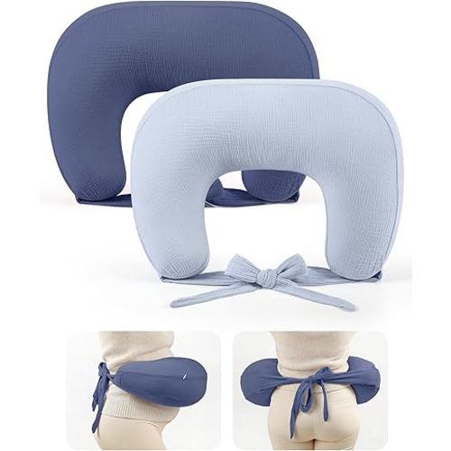 lulumoon Muslin Nursing Pillow Covers - 2-Pack Soft Cotton Slipcovers for Breastfeeding & Bottle-Feeding - Extension Strap for Snug Fit & No Sliding - Hidden Zipper Safety for Newborn Baby