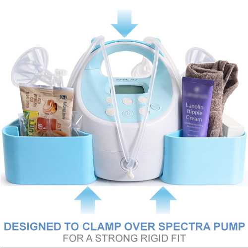White Spectra Pump Caddy Organizer | S1 S2 Bottle Holder & Cord Storage (+FREE Tube Cap Puller)