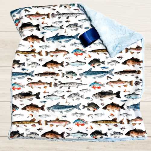 Fishing Minky Baby Lovey: Outdoors Nursery Security Blanket