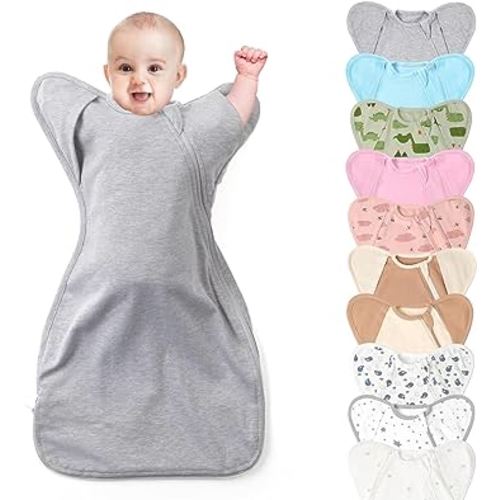 Amazon.com: Knirose 3-Way Wearable Swaddle Blankets Sleep Sack with Arms Up Self-Soothing, Easy Diaper Changing Sleeping Bag for Baby Boy Girl Newborns Transitions to Arms-Free Calms Startle Reflex Better Sleep : BabyPlay IconPlay Icon