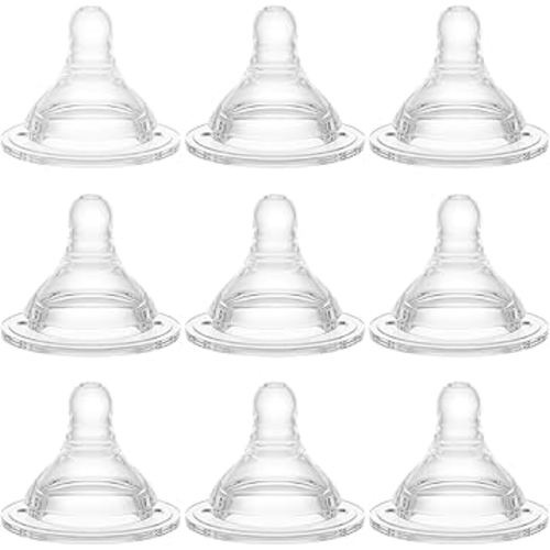 Bottle Nipples Slow Flow Nipple Level 1, 0m+, Compatible with Wide-Neck Baby Bottle, 9 Count