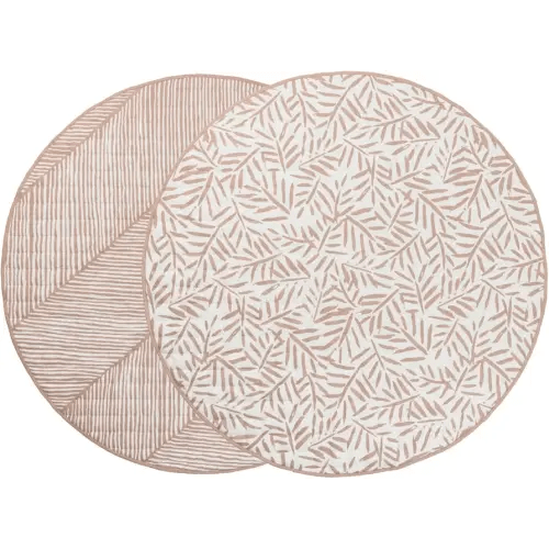 Toddlekind Organic Cotton Reversible Play Mat – 48" Handmade Blanket for Floor Activities, Tummy Time, Nursery Decor, and Family Comfort 0m+ Sea Shell (Pink)