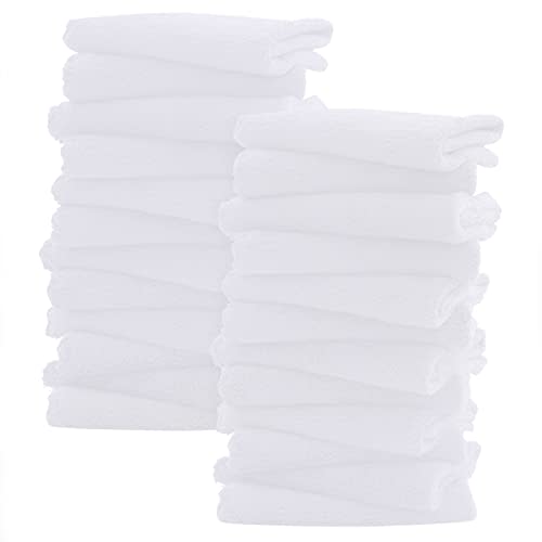 Sunny zzzZZ Ultra Soft 24 Pack Baby Washcloths - 10x10 Inches - Coral Fleece Extra Absorbent Wash Clothes for Babies, Infants and Toddlers - Sensitive Skin and Newborn - Ideal Baby - White