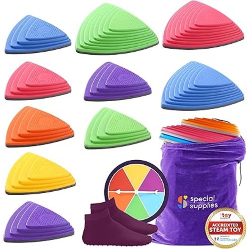 Special Supplies Stepping Stones for Kids Indoor and Outdoor Balance Blocks Promote Coordination, Balance Strength Child Safe Rubber, Non-Slip Edging