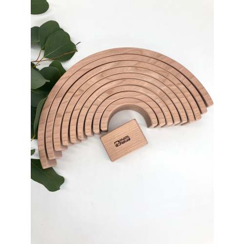 10 piece Wooden Rainbow Stacking Blocks - Natural