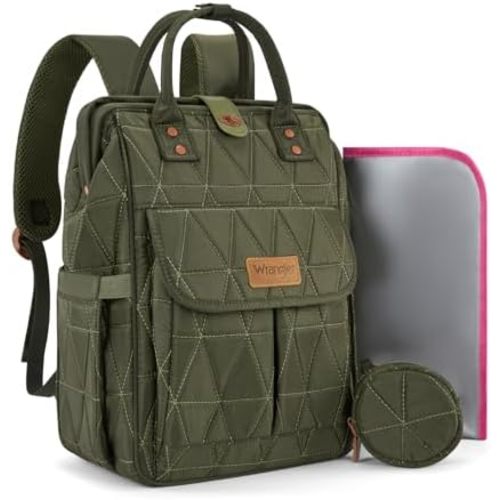 Montana West Wrangler Diaper Bag Backpack Baby Essentials Bag Quilted Travel Backpacks with Insulated Pockets, Portable Changing Pad, Stroller Straps, Pacifier Case