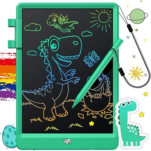 FLUESTON LCD Writing Tablet, Doodle Board Gifts for 3-8 Year Old Girls Boys, 10 Inch Colorful Electronic Board Drawing Pad for Toddlers, Christmas Birthday Gifts for Kids，Erase Lock Writing Board